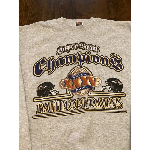 Baltimore Ravens Super Bowl XXXV Champions Sweatshirt Mens Sz L 2001 NFL Vintage - Picture 2 of 5